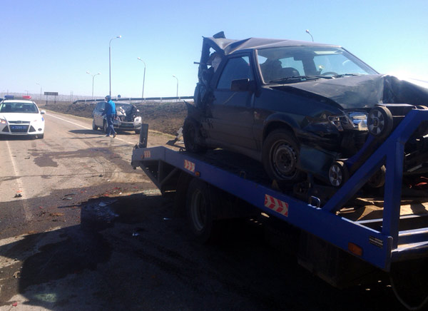 Авария на автодороге Кармаскалы - Белорецк. Разбились четыре автомобиля. На Булгаковской развязке столкнулись ВАЗ-2113, «Газель», «Шкода Октавия» и минивен «Форд».